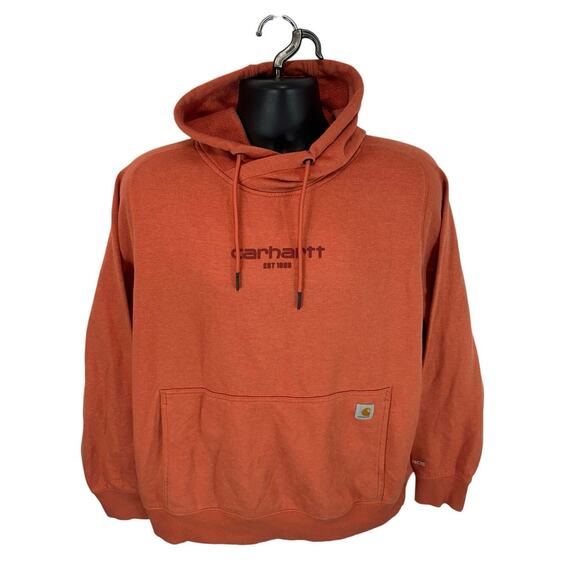 Carhartt Relaxed Fit Lightweight Graphic Hooded Sweatshirt Orange Size XL 16-18 - Picture 1 of 10